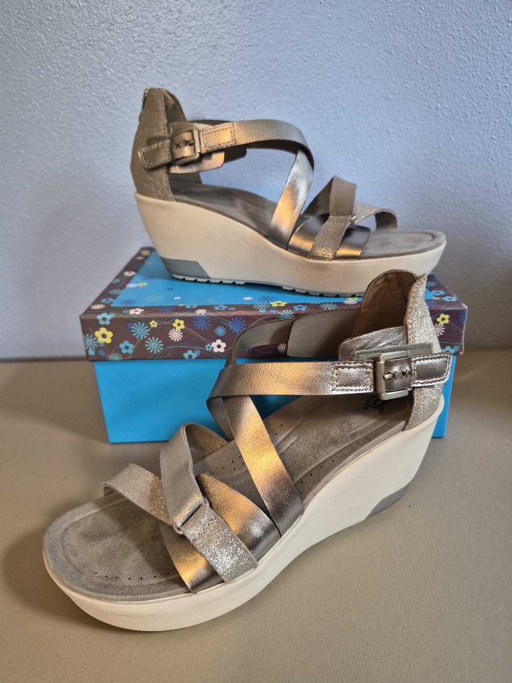 OTBT Metallic Silver Wedge Sandals - Women